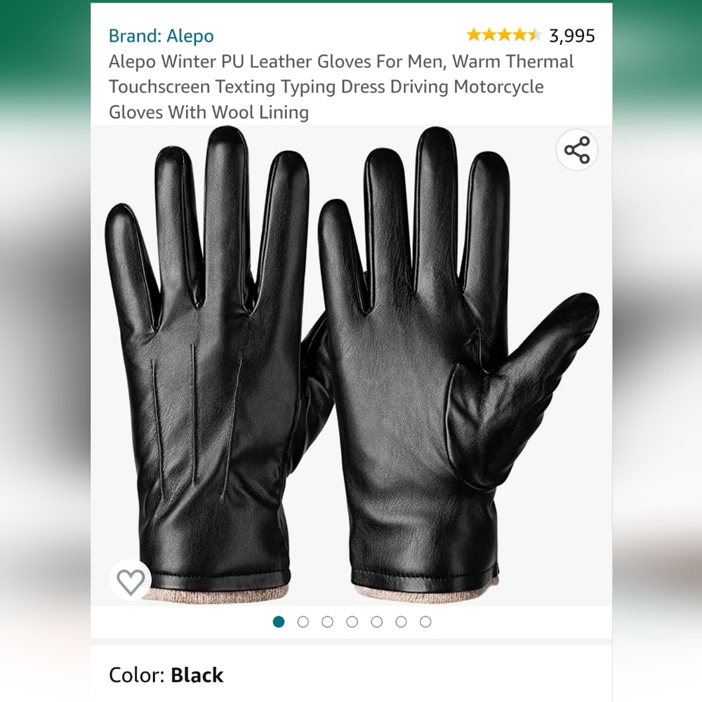 Black PU leather gloves